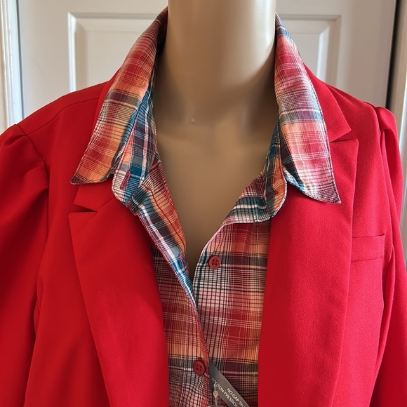 Perfect boxy plaid shirt,cowgirl,metallic thread,PTP 25” oversized 1X - Picture 9 of 13